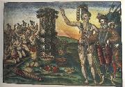 Jacques Le Moyne de Morgues Rene de Laudonniere and the Indian Chief Athore Visit Ribaut's Column oil painting artist